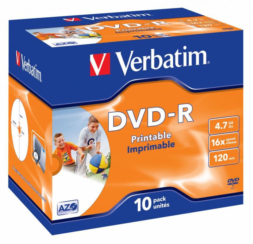 Диск DVD-R Disc Verbatim 4.7Gb 16x уп. 10шт printable 43521 - фото 1 - id-p226148877