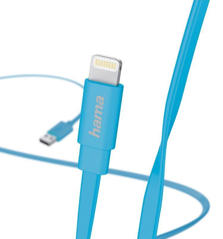 Кабель Hama Flat 00173646 USB (m)-Lightning (m) 1.2м синий плоский - фото 1 - id-p226148910