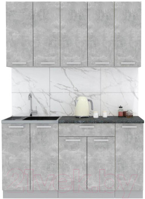 Готовая кухня Интерлиния Мила Лайт 1.5 (бетон/бетон/кастилло темный) - фото 1 - id-p225914555