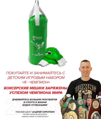 Бокс детский Absolute Champion Я-Чемпион 6кг груша + перчатки - фото 8 - id-p226151242