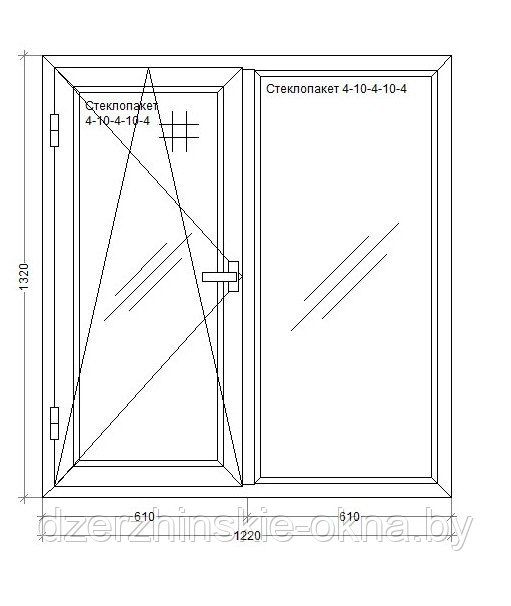 Готовое окно ПВХ 1220х1320 - фото 1 - id-p226151686