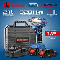 Гайковерт ударный аккумуляторный KATANA UG8401 SinglePOWER (1/2",21В,2*2Ач,2ск, 320Нм, кейс)