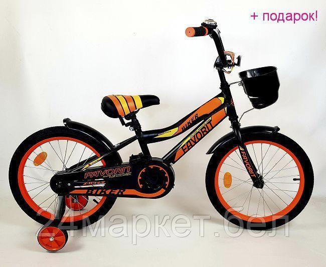 Детский велосипед Favorit Biker 18 (черный/оранжевый, 2018) - фото 1 - id-p226152366