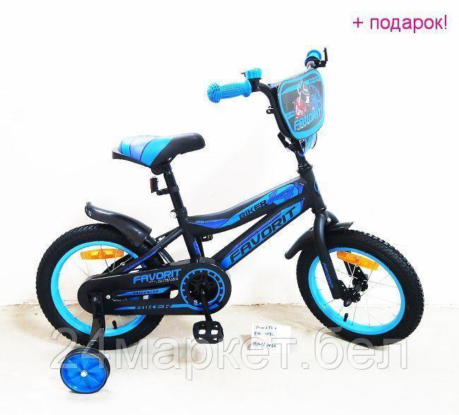 Детский велосипед Favorit Biker 14 (черный/синий, 2019) - фото 1 - id-p226152368