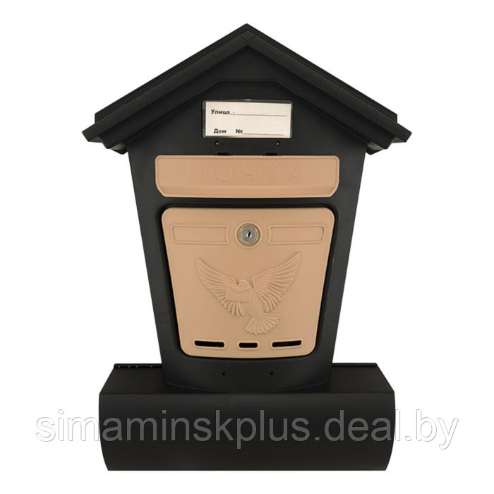 Ящик почтовый индивидуальный пластик Элит черн-беж с замком 6880-00