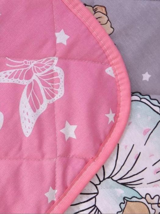 Детское покрывало 160Х80 плед одеяло для кроватки девочки хлопковое стеганное двустороннее из бязи розовое - фото 5 - id-p225926417