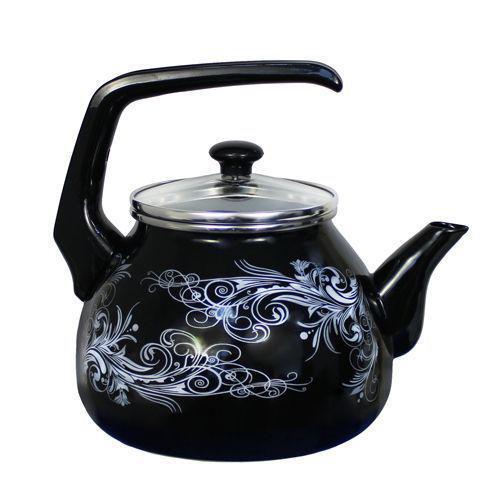 Эмалированный чайник для газовой и индукционной плиты без свистка 3 литра INTEROS 16658 черный - фото 1 - id-p225926723