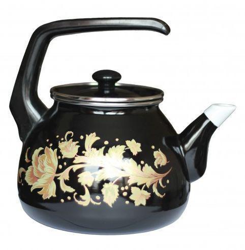 Эмалированный чайник для газовой и индукционной плиты без свистка 3 литра INTEROS 2982 черный - фото 1 - id-p225926745