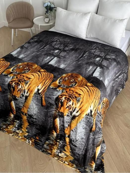 Покрывало с тигром Плед 200х220 евро велсофт на диван кровать кресло ворсистый плюшевый теплый пушистый - фото 8 - id-p225926148