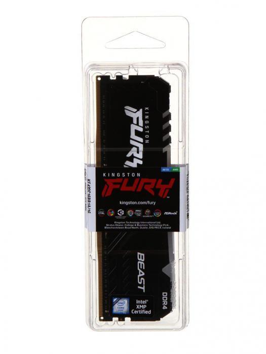 Модуль памяти Kingston Fury Beast Black RGB DDR4 DIMM 3200Mhz PC25600 CL16 - 16Gb KF432C16BB1A/16 - фото 1 - id-p226133073