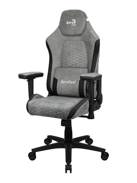 Игровое геймерское компьютерное кресло стул геймера AeroCool Crown AeroSuede серое для компьютера на колесиках - фото 1 - id-p226133151