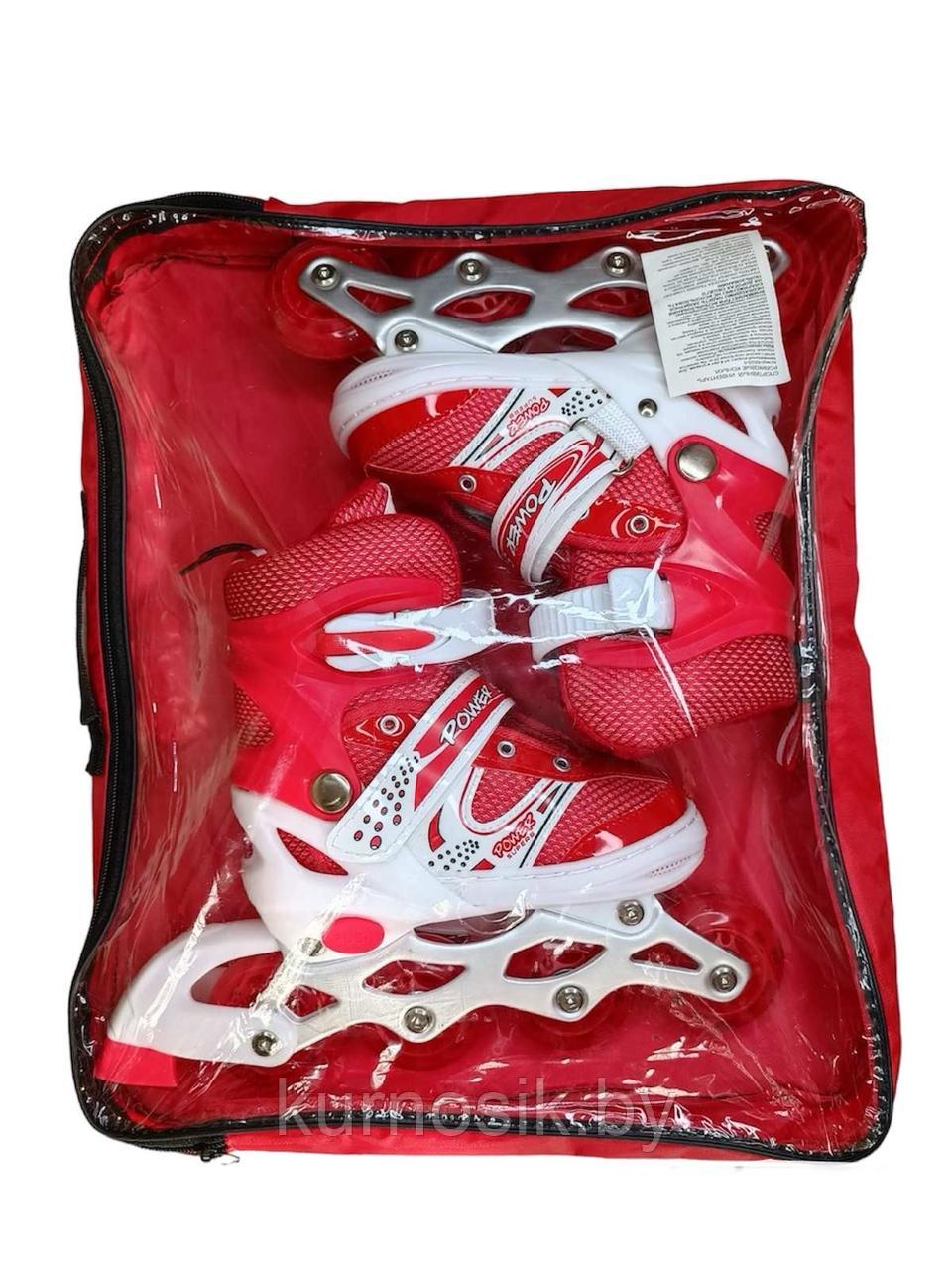 Роликовые коньки ролики детские раздвижные для мальчика и девочки красные - фото 9 - id-p226154966