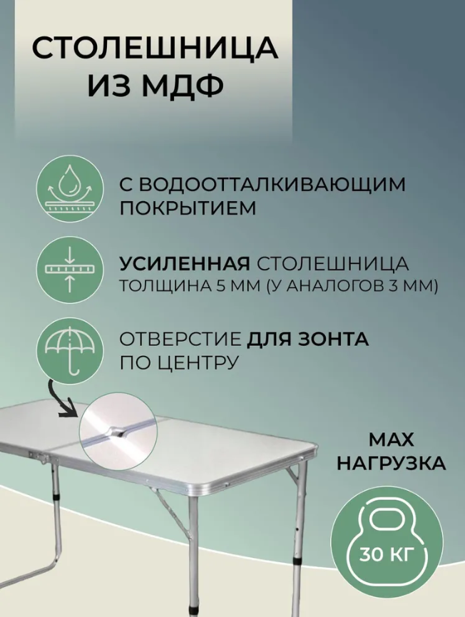 Складной туристический стол для дачи и пикника Folding Table (4 стула в комплекте) - фото 2 - id-p226155564