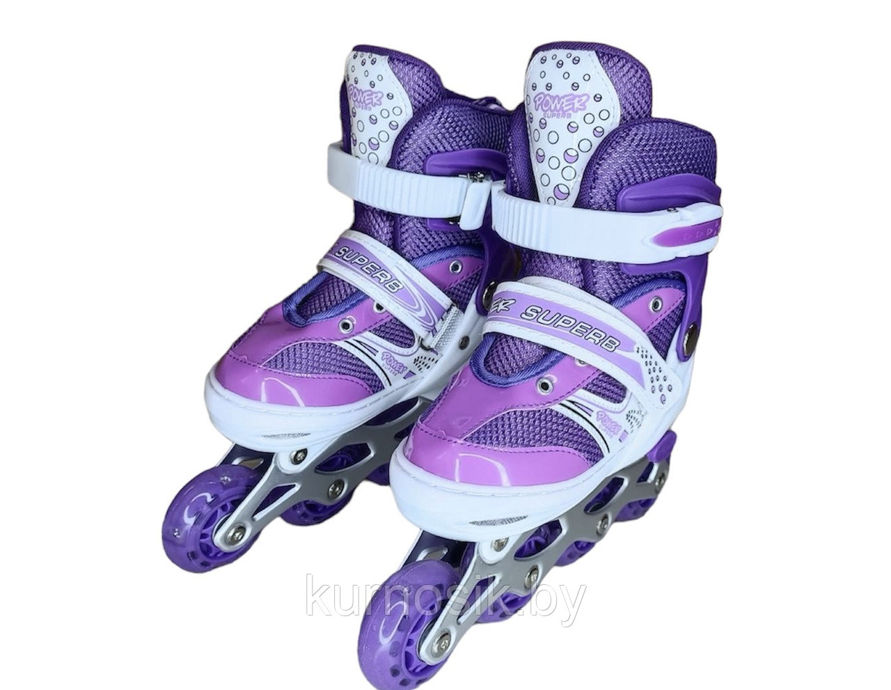Роликовые коньки ролики детские раздвижные для девочки и мальчика фиолетовые 35-38 - фото 1 - id-p226155157