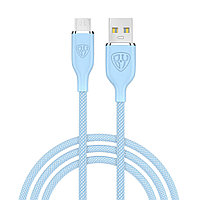 BY Кабель для зарядки Elite Micro USB, 3А, 1м, Быстрая зарядка QC3.0, 100см, голубой