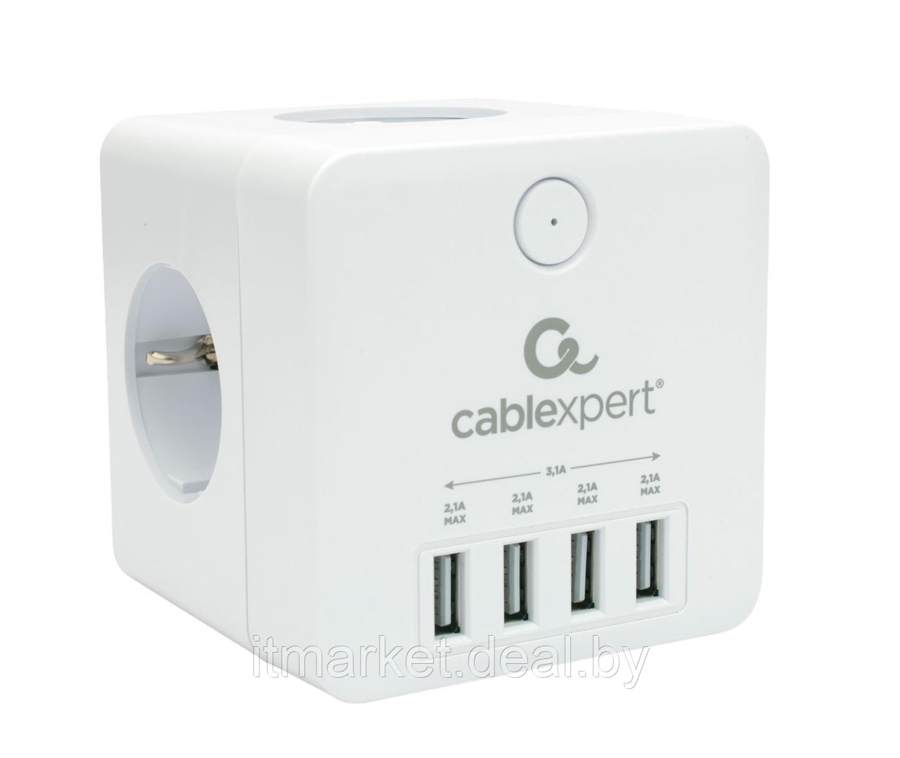 Сетевой фильтр Cablexpert CUBE-4-U4-W - фото 1 - id-p226155665