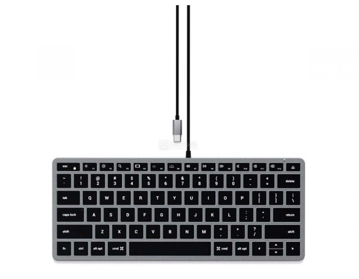 Клавиатура проводная Satechi Slim W1 Wired Backlit Keyboard, USB Type-C, Серый, ST-UCSW1M-RU - фото 1 - id-p226158400