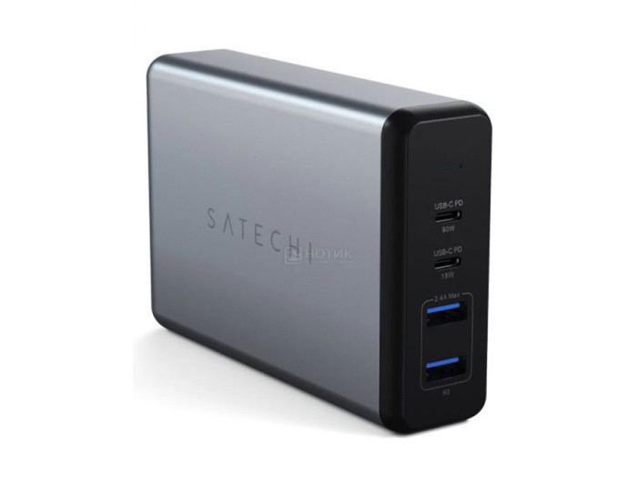 Сетевое зарядное устройство Satechi 108W Pro Type-C Travel Charger ST-TC108WM, 2xUSB, 2xUSB Type-C (PD), Серый - фото 1 - id-p226158567