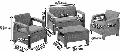 Набор уличной мебели Corfu Set (диван двухместный, два кресла ,столик), капучино - фото 3 - id-p99690964