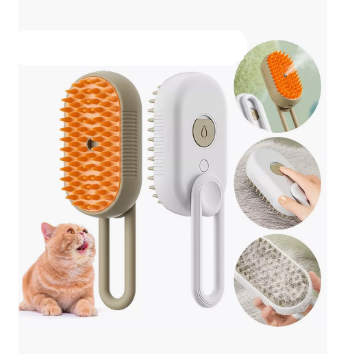Расческа для кошек и собак с паром силиконовая Electric Spray Handle Massage Brash - фото 6 - id-p226158611
