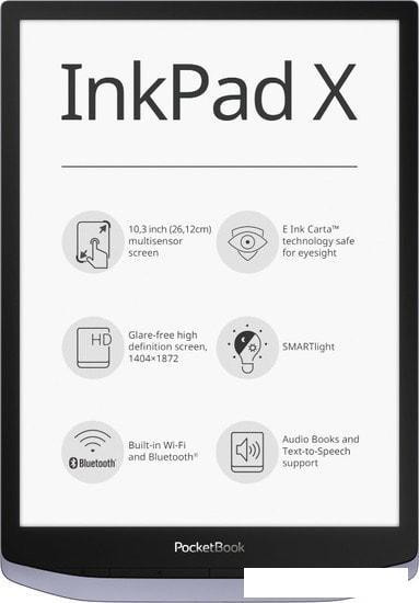 Электронная книга PocketBook InkPad X (серый) - фото 1 - id-p226141396