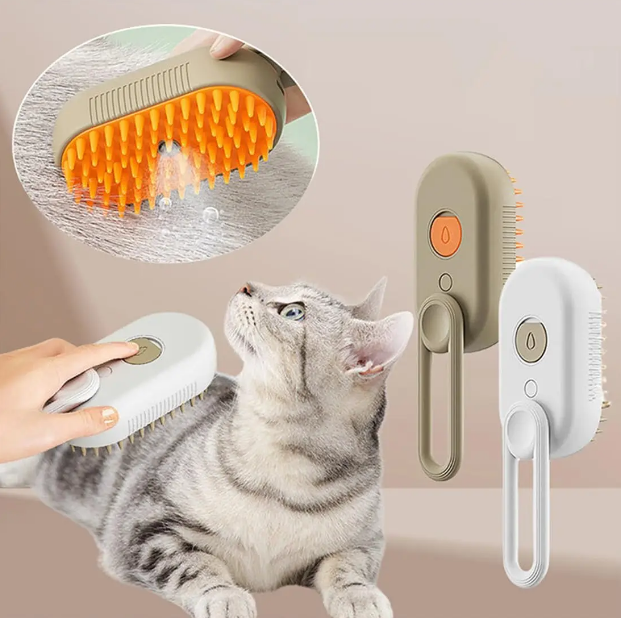 Расческа для кошек и собак с паром силиконовая Electric Spray Handle Massage Brash