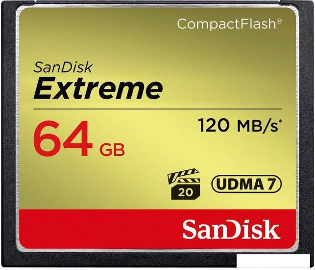 Карта памяти SanDisk Extreme CompactFlash 64GB [SDCFXSB-064G-G46] - фото 1 - id-p225964759