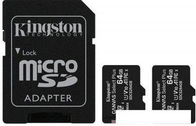 Карта памяти Kingston Canvas Select Plus microSDXC 2x64GB (с адаптером)