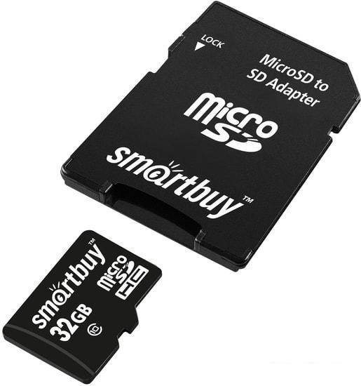 Карта памяти Smart Buy microSDHC SB32GBSDCL10-01LE 32GB (с адаптером)