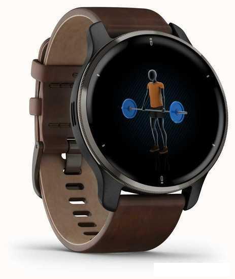 Умные часы Garmin Venu 2 Plus (черный/коричневый) - фото 5 - id-p225775353