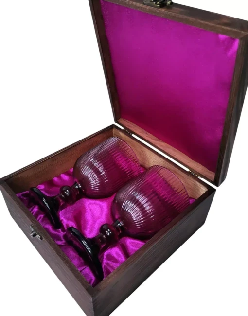 Подарочный набор для вина 2 бокала в деревянной шкатулке AmiroTrend ABW-601 fuchsia lilac - фото 4 - id-p226159141
