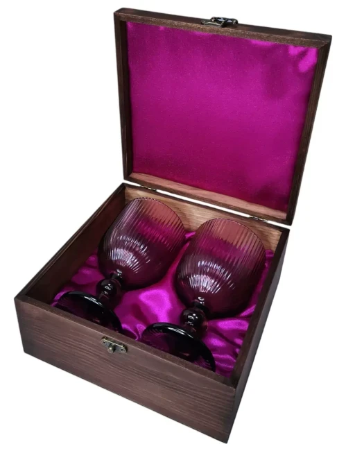 Подарочный набор для вина 2 бокала в деревянной шкатулке AmiroTrend ABW-601 fuchsia lilac - фото 6 - id-p226159141