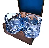 Подарочный набор 2 бокала, 2 стопки перевертыши с камнями AmiroTrend ABW-321 transparent blue, фото 4