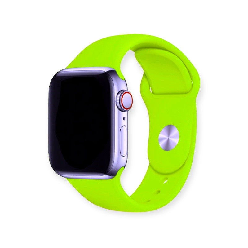 Сменный браслет Apple Watch 38/40/41 Mm силиконовый, неонового цвета - фото 1 - id-p226160444