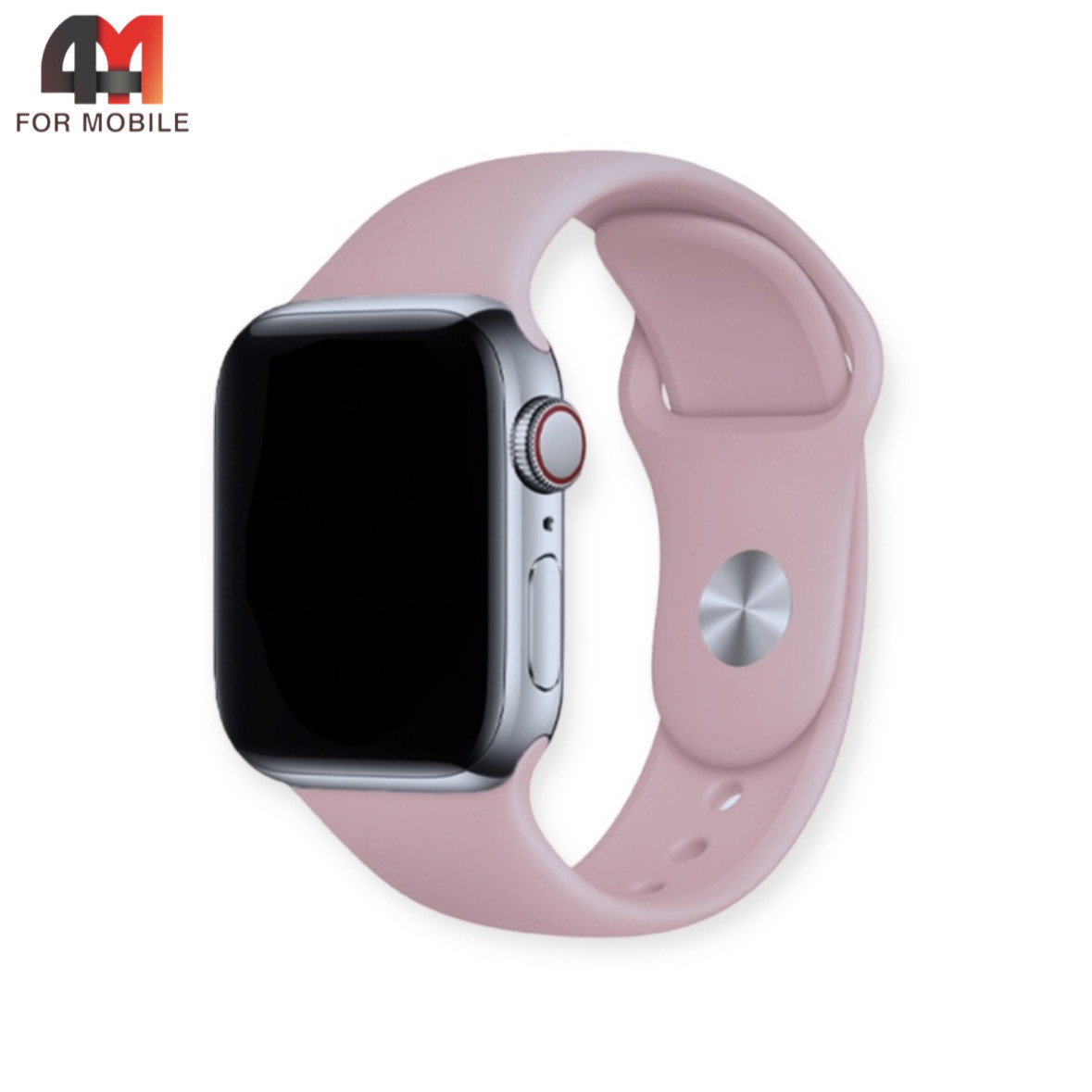 Сменный браслет Apple Watch 38/40/41 Mm силиконовый, пудрового цвета - фото 1 - id-p226160314