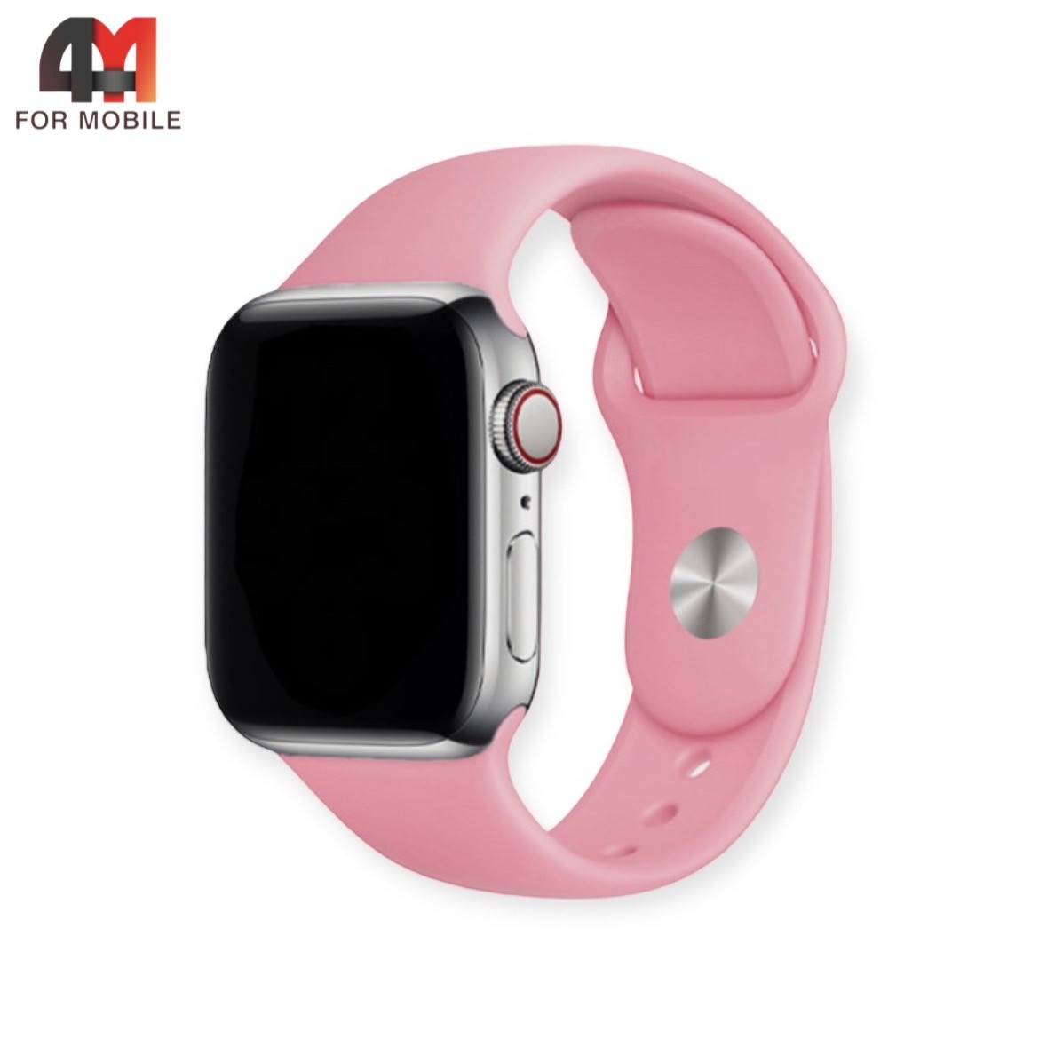 Сменный браслет Apple Watch 38/40/41 Mm силиконовый, розового цвета - фото 1 - id-p226160308