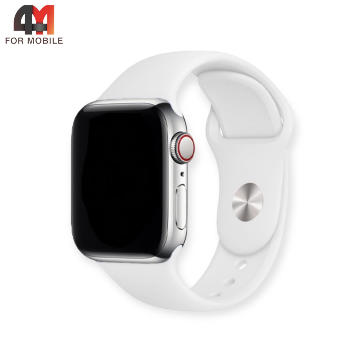 Сменный браслет Apple Watch 38/40/41 Mm силиконовый, белого цвета - фото 1 - id-p226160318