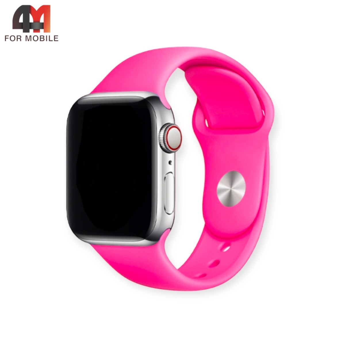 Сменный браслет Apple Watch 42/44/45/49 Mm силиконовый, ярко-розового цвета - фото 1 - id-p226160315