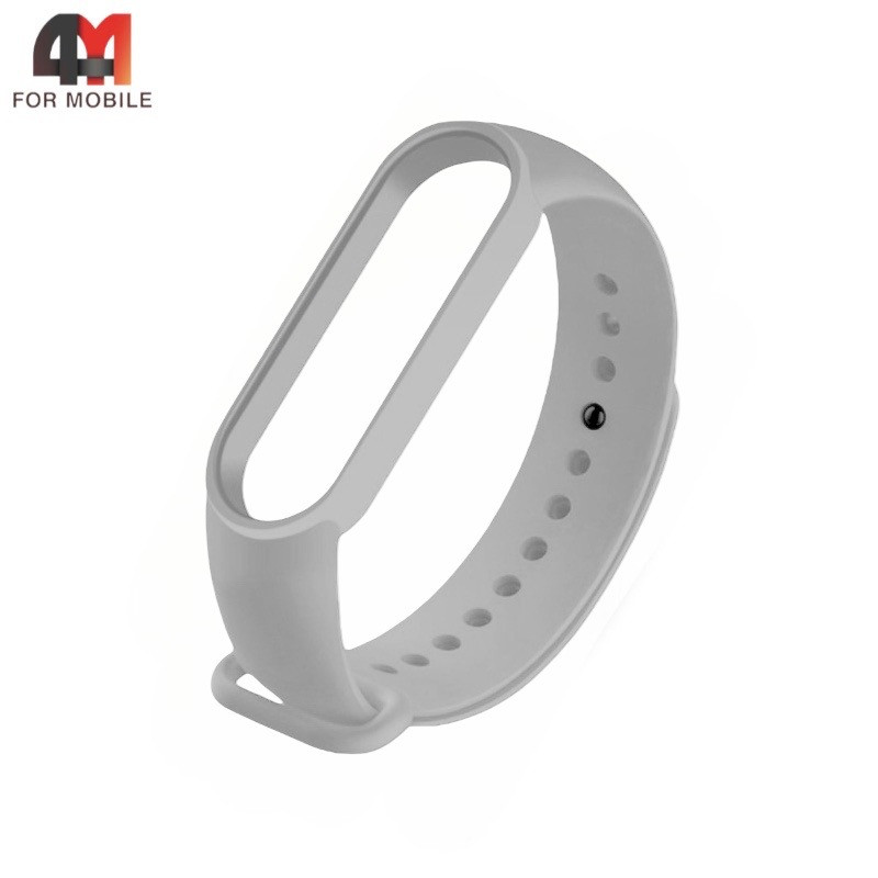 Сменный браслет Xiaomi Mi Band 5/6/7 силиконовый, светло-серого цвета - фото 1 - id-p226160331