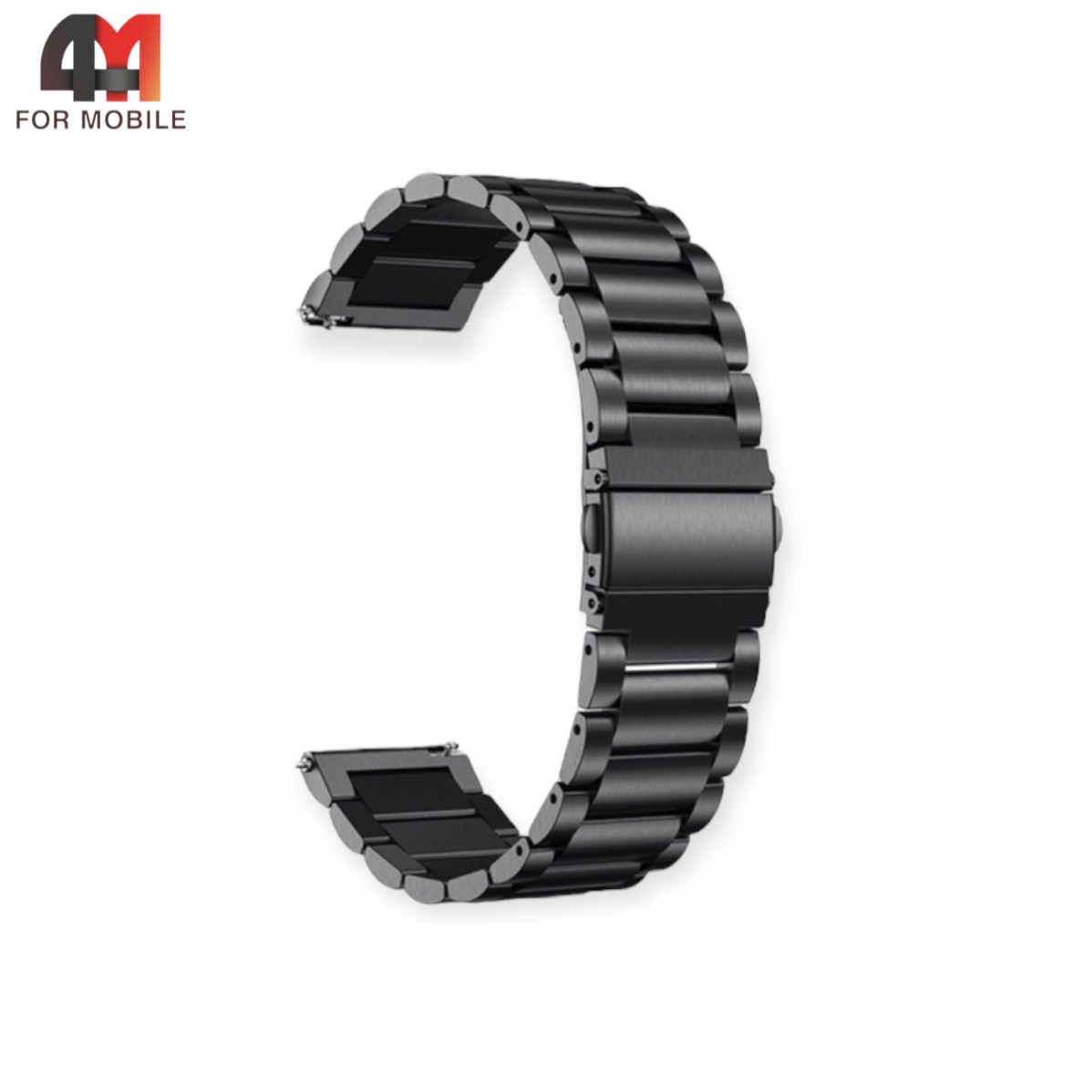 Сменный браслет универсальный 22 Mm металлический, блочный, черного цвета - фото 1 - id-p226160428