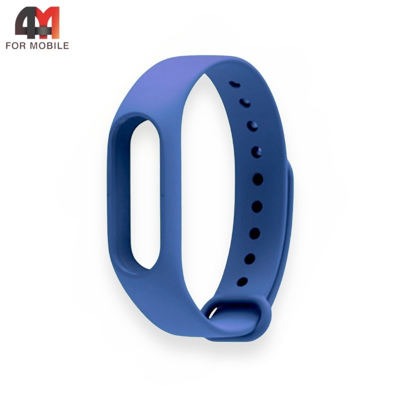 Сменный браслет Xiaomi Mi Band 2 силиконовый, синего цвета - фото 1 - id-p226160409