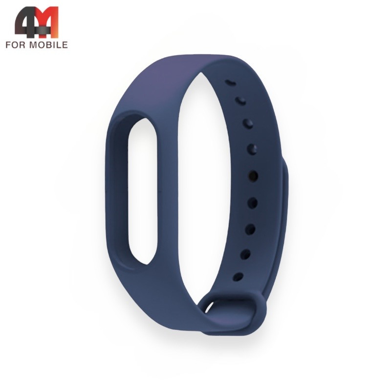 Сменный браслет Xiaomi Mi Band 2 силиконовый, темно-синего цвета - фото 1 - id-p226160334