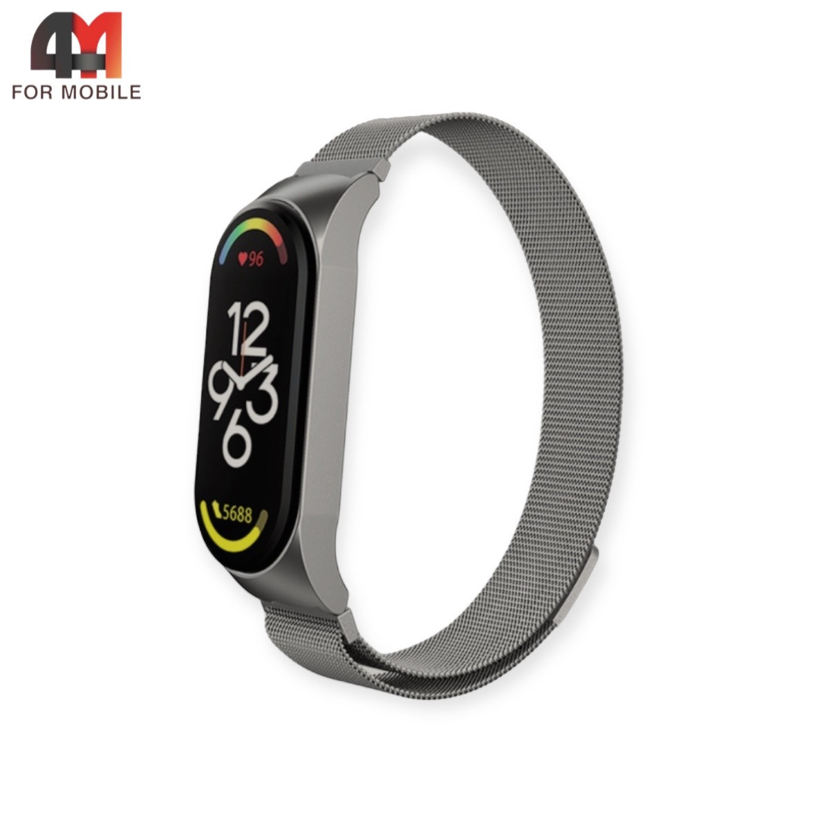 Сменный браслет Xiaomi Mi Band 7 миланская петля, темно-серого цвета - фото 1 - id-p226160465