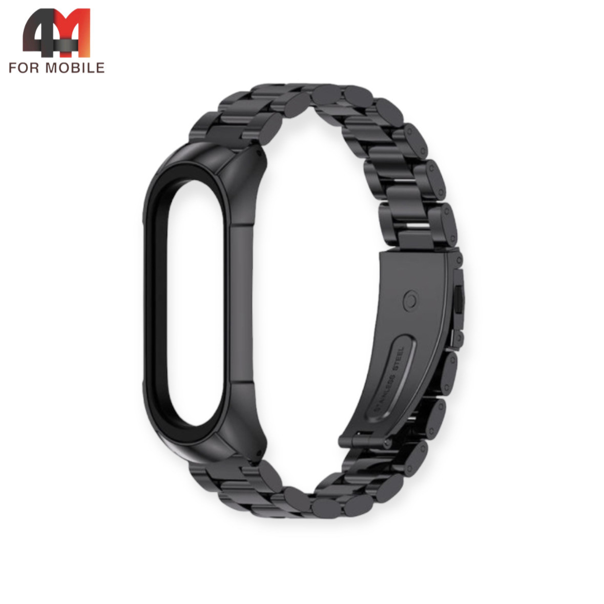 Сменный браслет Xiaomi Mi Band 7 металлический блочный, черного цвета - фото 1 - id-p226160455