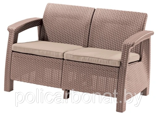 Набор уличной мебели Corfu Set (диван двухместный, два кресла ,столик), капучино - фото 4 - id-p107896737