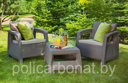 Набор уличной мебели Corfu Set (диван двухместный, два кресла ,столик), капучино - фото 8 - id-p107896737