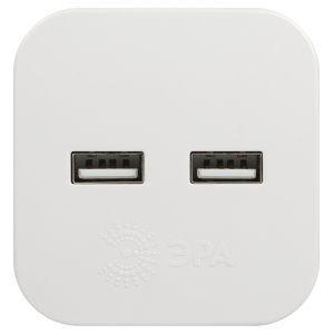 OEM Разветвитель электрический ЭРА SP-2-USB-W на 2 розетки 220V + 2xUSB 2400mA, без заземл 10А (белый) - фото 4 - id-p226164633
