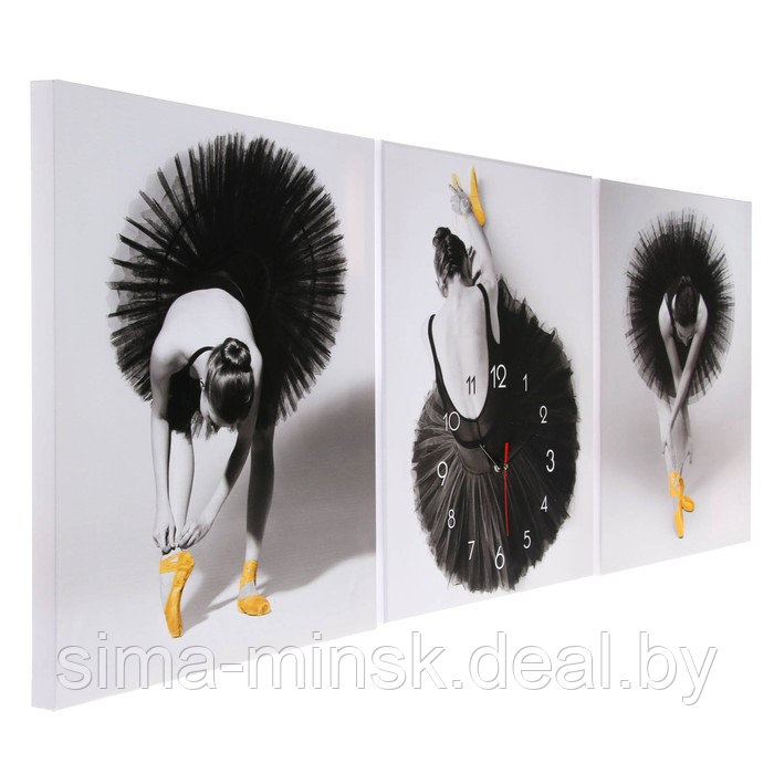 Часы-картина настенные модульные, триптих "Балерина", плавный ход, 3 шт 48х39 см - фото 3 - id-p226169822