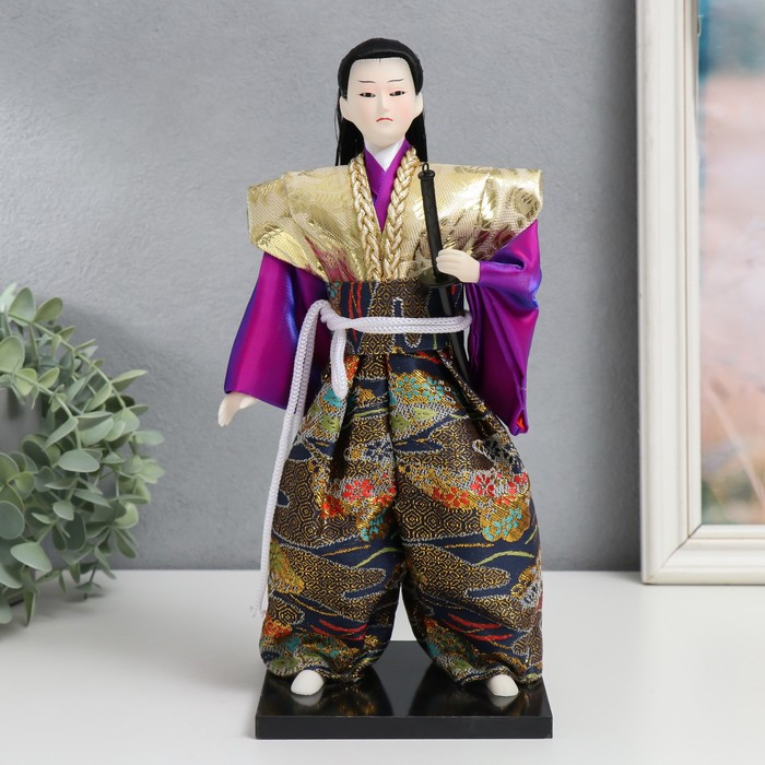 Кукла коллекционная "Самурай в золотом кимоно с мечом" 30х12,5х12,5 см - фото 1 - id-p226170026