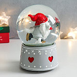 Сувенир полистоун водяной шар музыка "Дед Морозик на коньках" 11,5х11,5х14 см, фото 3